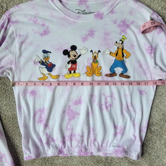 Disney tie dye long sleeve cropped tee characters Front & Back. M - Picture 7 of 10